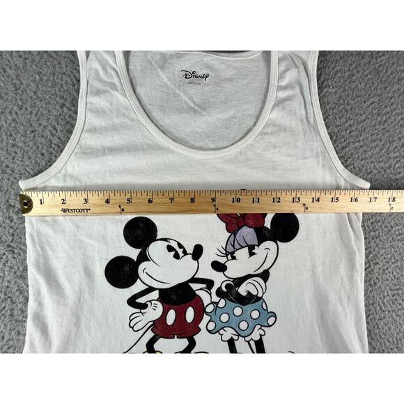Disney Mickey & Minnie Mouse Shirt Tank Top Womens Medium White Cotton Graphic - Picture 7 of 10